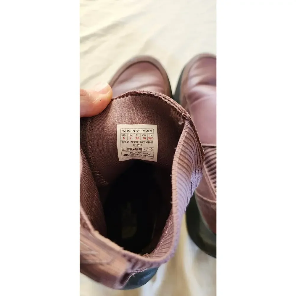 The North Face Halseigh Knit Women's Size 9 Mauve Purple Leather Chelsea Boots